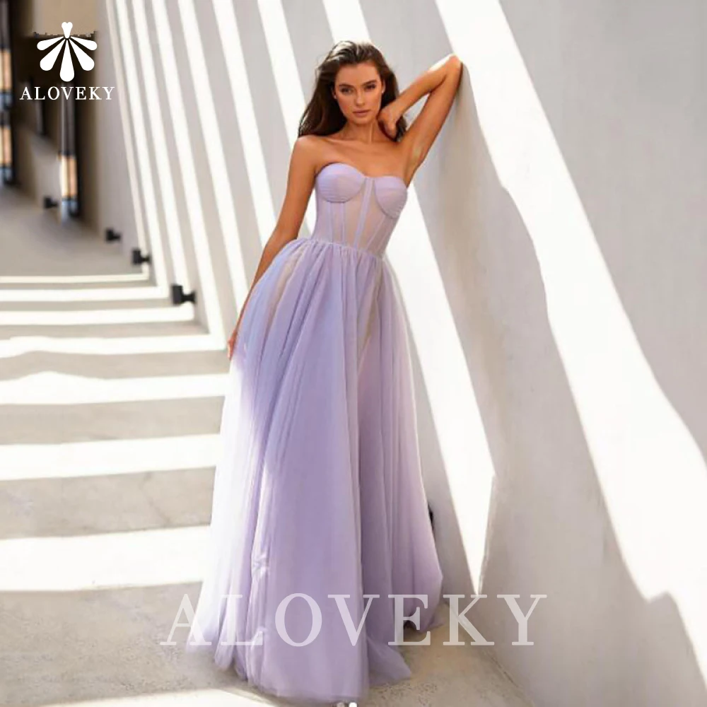 

Женское длинное вечернее платье-трапеция, элегантное платье из лавандового тюля, модель 2021 года