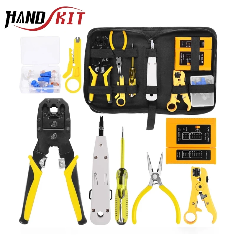 

Обжимные Щипцы HANDSKIT, набор инструментов для зачистки проводов, отвертка с тестером кабеля Utp и складной