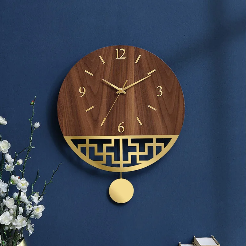 

European Silent Clock Wall Clock Living Room Chinese Style Home Fashion Creative Art Decoration Clock New Chinese Atmosphere
