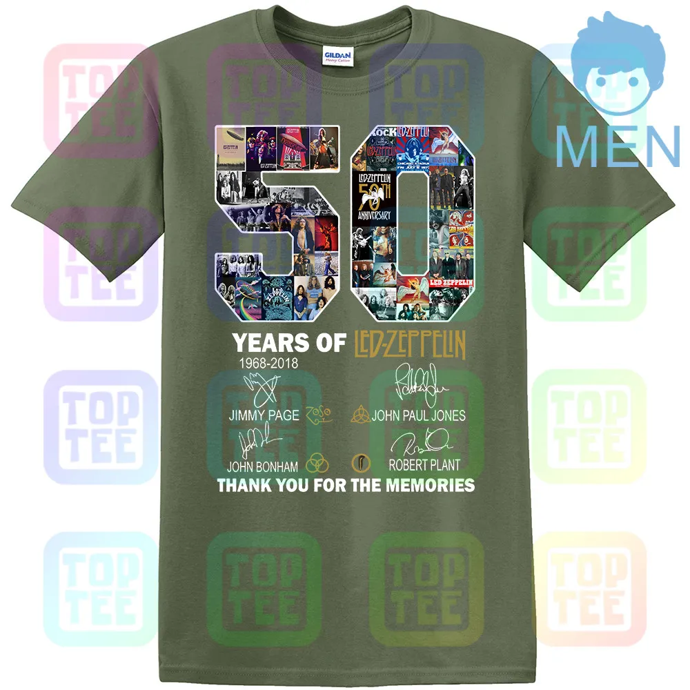 MEN-ARMY GREEN 50 лет Led Zeppelin спасибо за воспоминания футболка унисекс Темно-синяя уличная одежда размер S-3Xl - Цвет: MEN-ARMY GREEN
