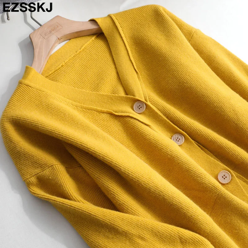 

THICK V-NECK Sweater Cardigans Women Autumn winter Casual LONG Sleeve Sweater Coat For women Female Chic Jumpers