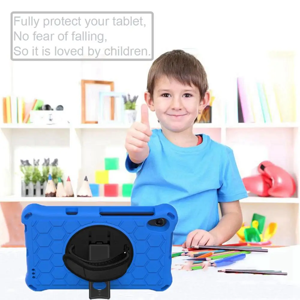 

Case For Huawei MediaPad M5 Lite 8.0 / M6 8.4 cover 360 Rotation Hand Strap Kids Tablets Coque For Huawei Matepad T8 8.0 fundas