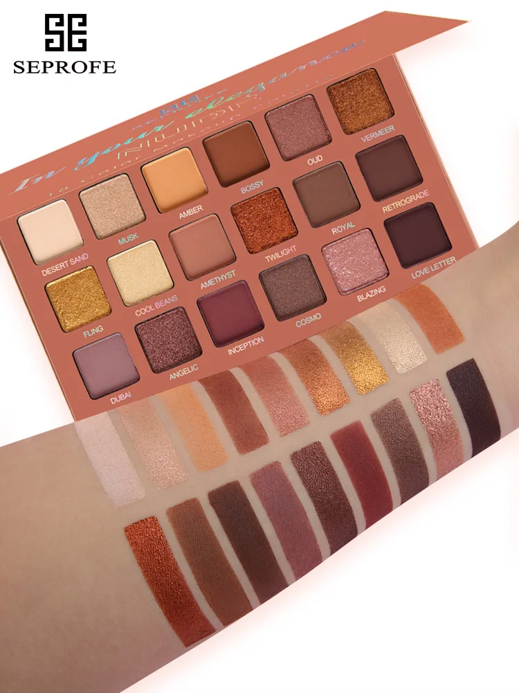 Палитра теней для век макияж мерцающий матовый телесный 18 цветов Высокая
