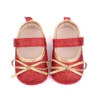 Модные Нескользящие кожаные туфли для новорожденных девочек с бантом, блестками, мягкая подошва для первых шагов, обувь принцессы # p4