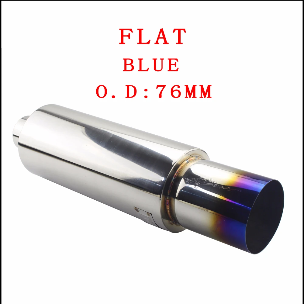 LEVEL BLUE 76MM Автомобильные глушители для выхлопной трубы, хвостовые Универсальные выхлопные системы из нержавеющей стали высокого качества, гоночные глушители 2," 3" до " уровень гофрирования - Цвет: LEVEL BLUE 76MM