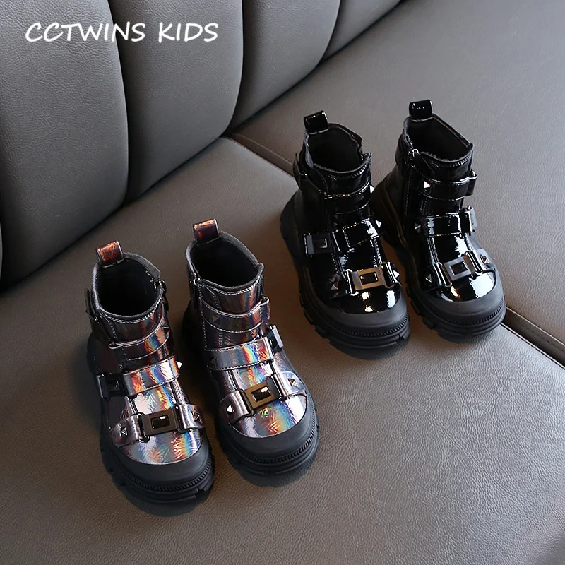 CCTWINS/детская обувь; коллекция года; модная Осенняя черная обувь для маленьких девочек; детские полуботинки; брендовые ботинки с шипами для мальчиков; FB1736