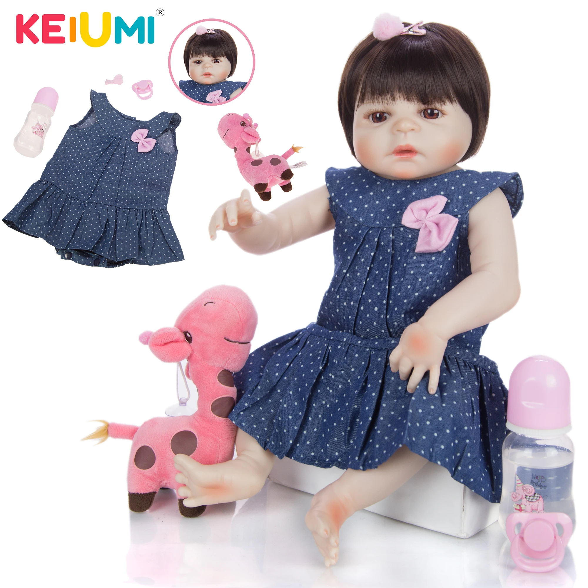

KEIUMI 49 CM Silicone Reborn Baby Girl Bath Doll Lifelike Toddler Bebe Newborn Boneca Toy For Children Juguetes Bonecas Gifts