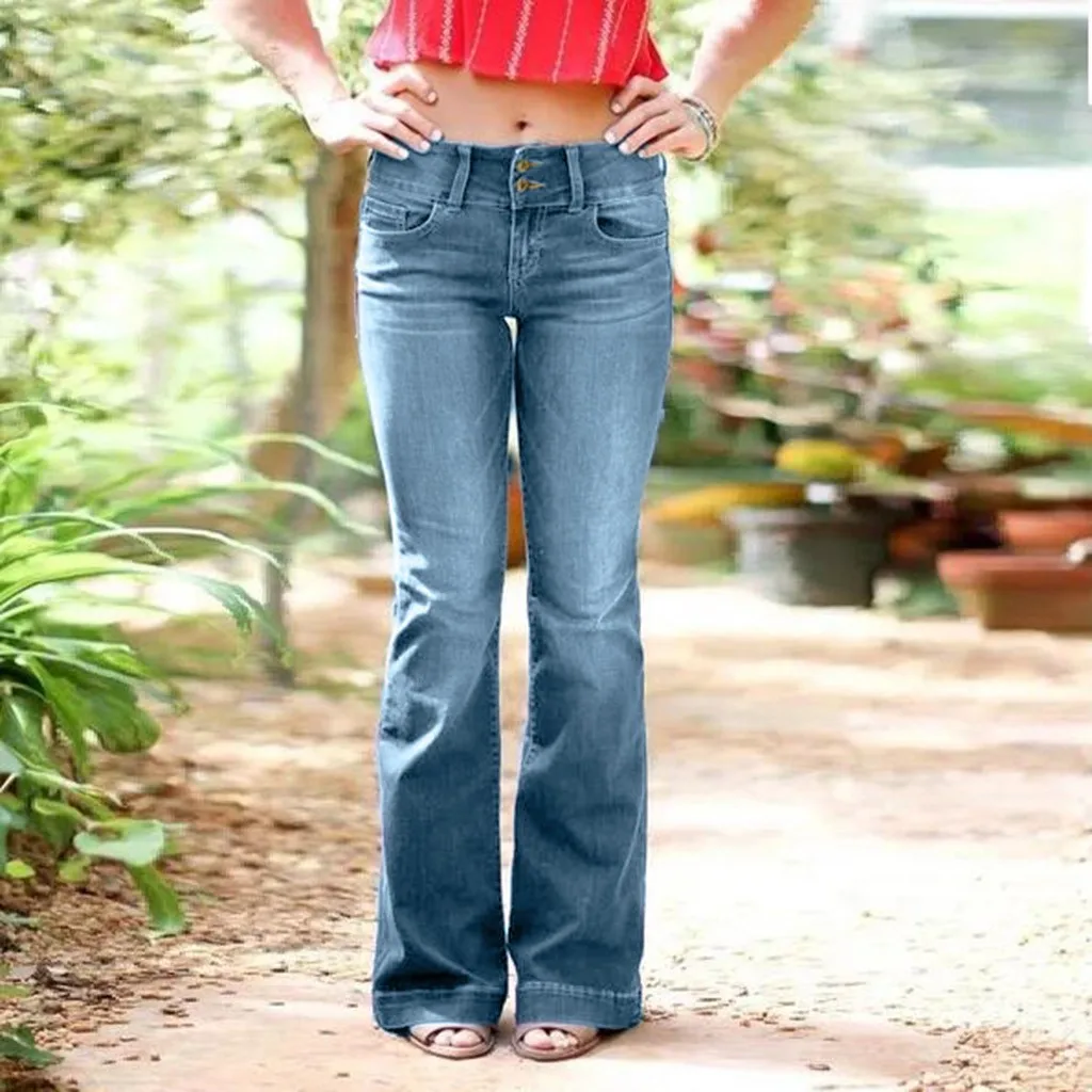 Женские модные джинсовые брюки-клеш в стиле ретро рваные джинсы с широкими