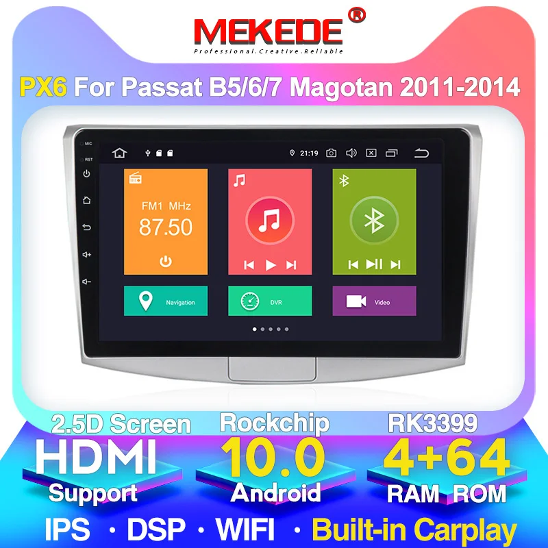 PX6 android 10 0 Автомобильный GPS навигатор плеер для VW Volkswagen Passat B7 B6 2010 2015 встроенный DSP