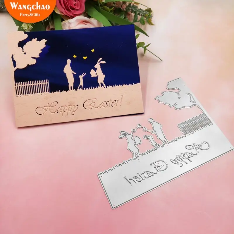 Счастливые Пасхи Вырубные штампы металлические трафареты для DIY штамп