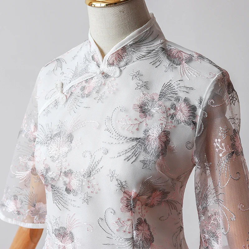 2 шт./компл. женское традиционное китайское платье Ципао с вышивкой и рукавом до