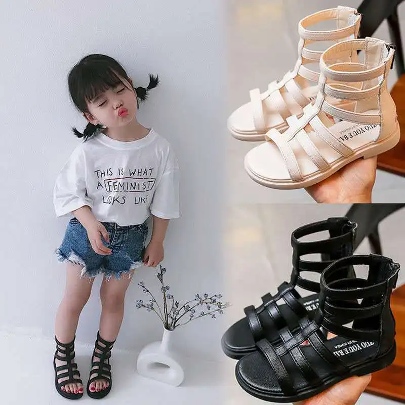 Сандалии в римском стиле для маленьких девочек пляжная обувь с блестками и