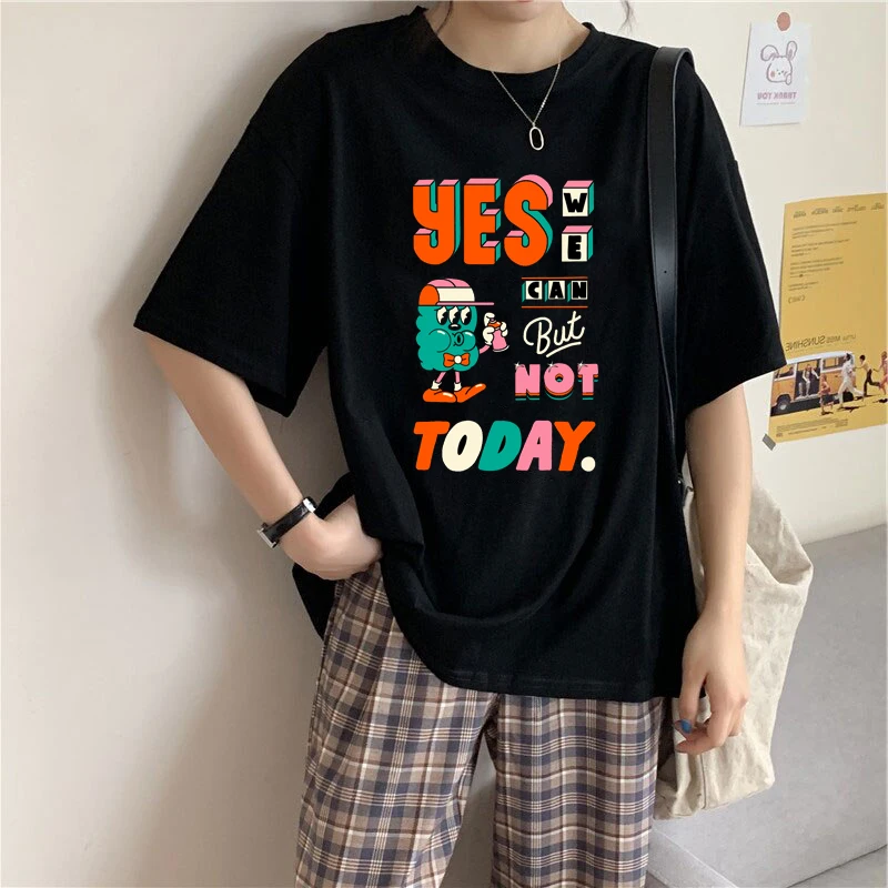 

Funny cartoon Graphic Women T Shirts Fashion illustrations Print Short Sleeved Summer Cotton Streetwear Tee Oversized Style Tops