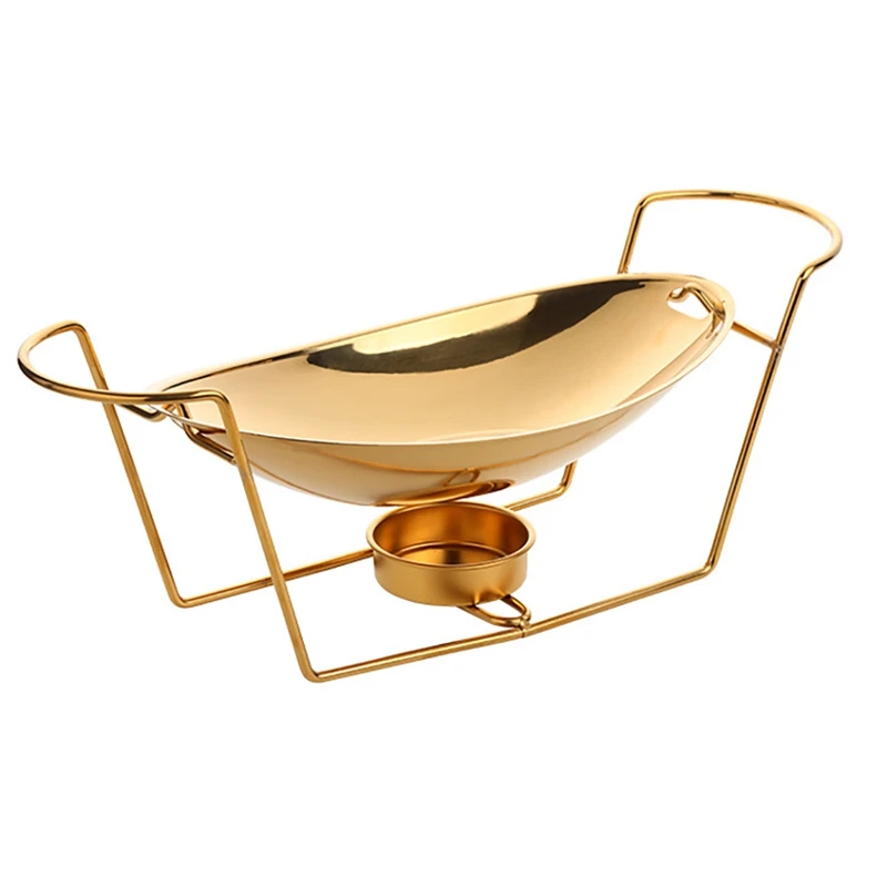 

1PCS Stainless Steel Dry Hot Pot Kitchen Stove Restaurant Ingots Pot Multi Function Chafing Dish Fuel Boiler with Holder