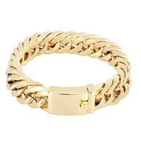 personality simple gold stainless steel cuban bracelet retro mens hook bracelet jewellery male hip hop jewelry gifts