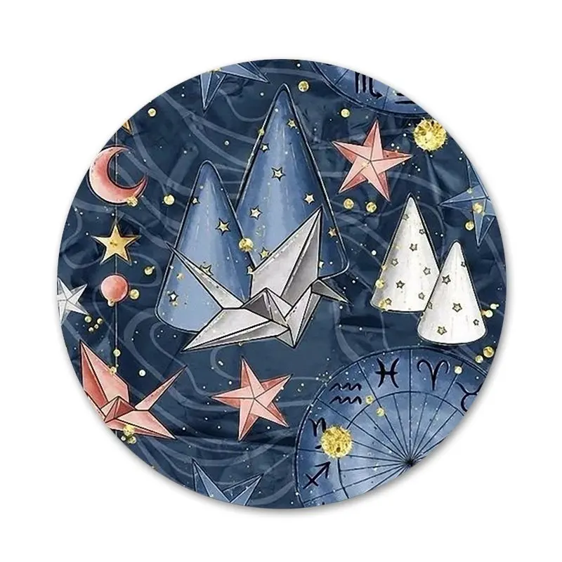 58 мм Солнце Луна Звезды Красочные Значки Металлические для фотографий|Значки| |