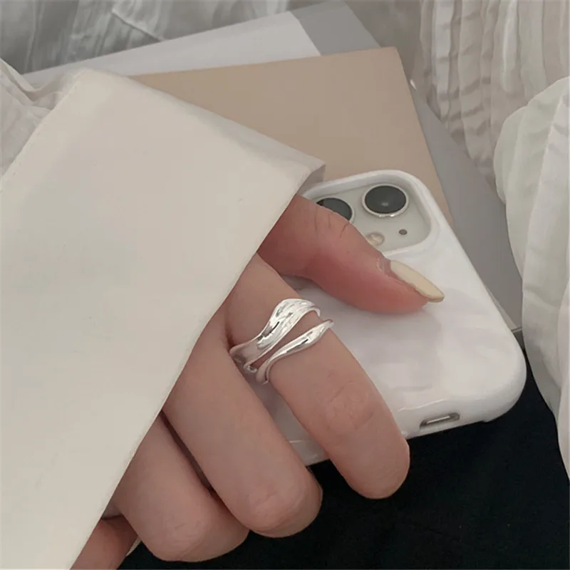 

Женское Двухслойное кольцо с геометрическим рисунком, ювелирное изделие из стерлингового серебра 925 пробы для свадьбы, дня рождения, JZ604