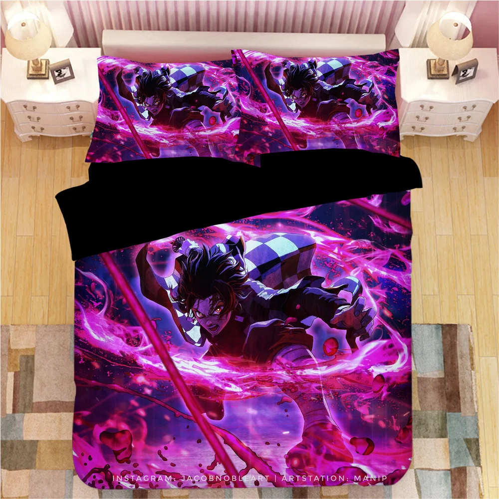 

Kimetsu no Yaiba 3D Print Demon Slayer Bed Linen Cartoon Anime Duvet Covers Pillowcases Kids Anime Comforter Bedding Sets 05