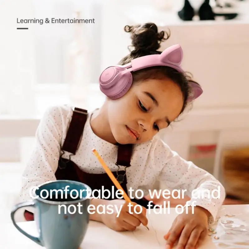 Wired Headphones Cat Ear Headset Earphones For Child Kid Girls Boys 85db Kids Mode Hearing Protection Headphone Phone Laptop | Электроника