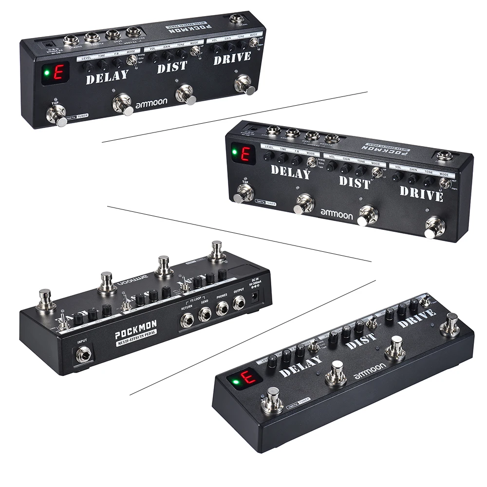 Мультиэффекты ammoon POCKMON фотовспышка с тюнером задержкой искажением Overdrive FX Loop