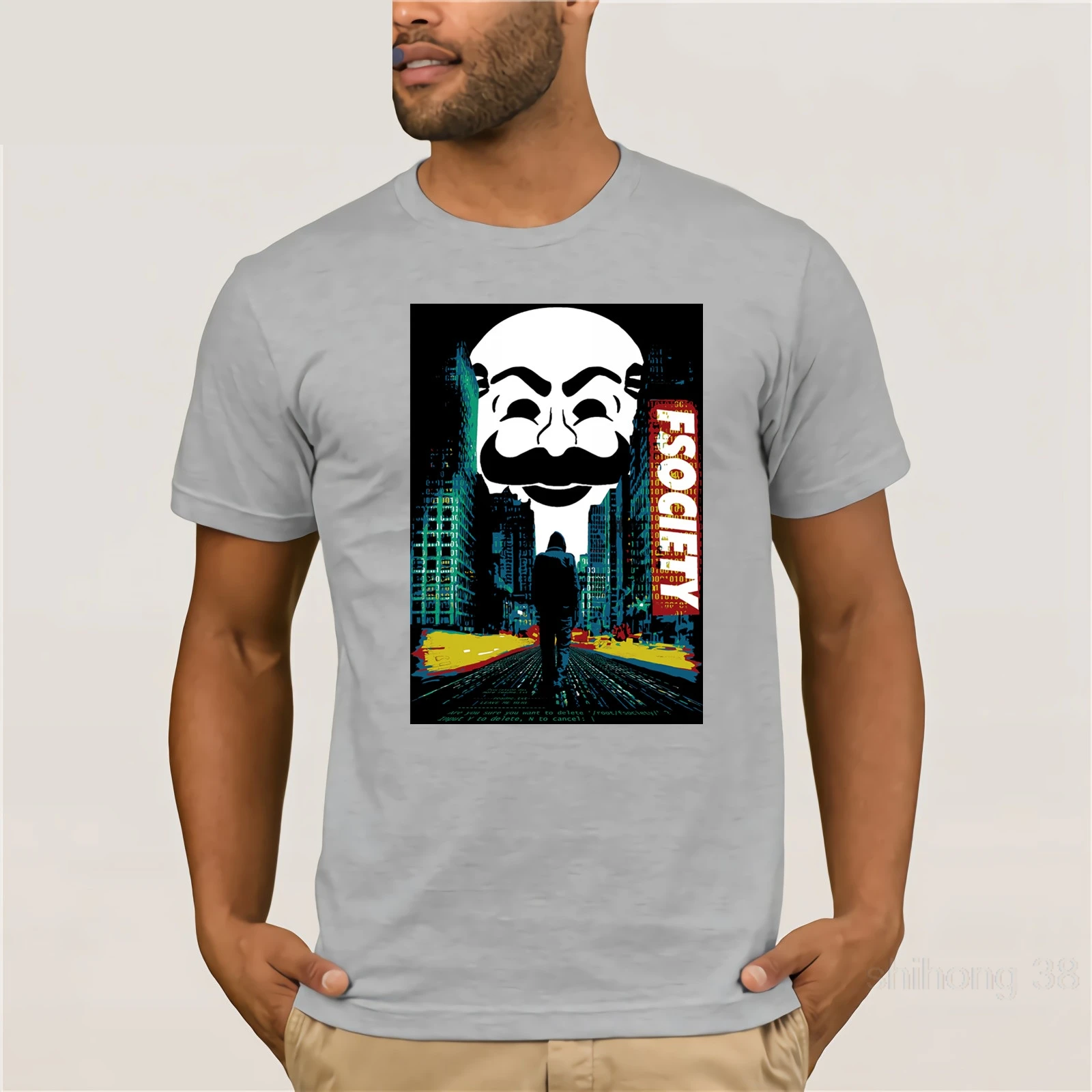 Fsociety хлопок Круглый воротник футболка молодежная мода Мужская с коротким