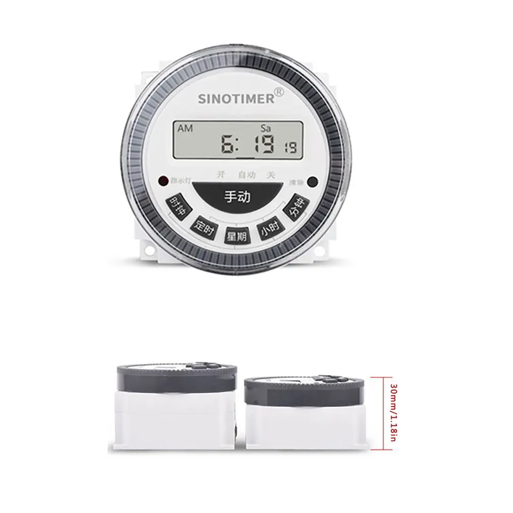 TM619-1 1NO + 1NC Volt Free Output 16A LCD Time Relay Control 110VAC 7 Days Programmable Digital Timer Switch |