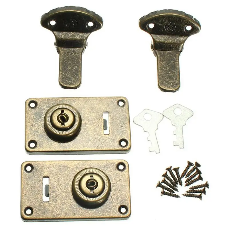 

2pcs Iron Guitar Instrument Case Latches Box Buckles With Screws & 1 Keys G-16