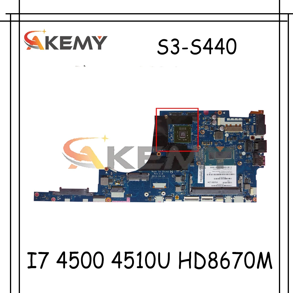 

Akemy VIUS5 LA-9761P подходит для Lenovo Thinkpad S3-S440 V4400U Материнская плата ноутбука процессор I7 4500 4510U GPU HD8670M 100% тест