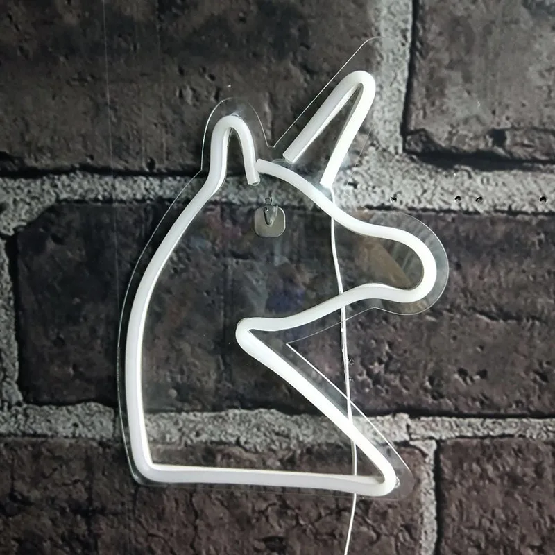 Неоновые вывески в виде единорога с панелью настенный светильник для