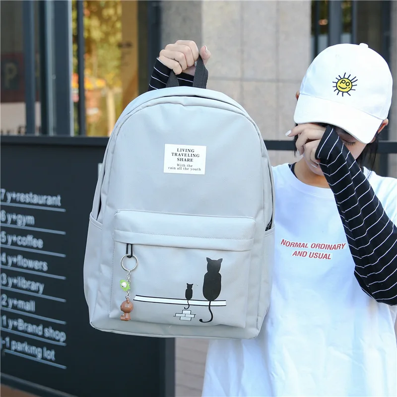 Студенческий рюкзак с мультяшным котенком женский модный новый повседневный для