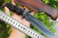 damascus steel tactical straight knife outdoor rescue camp hunting self defense high hardness short knife practical tool edc