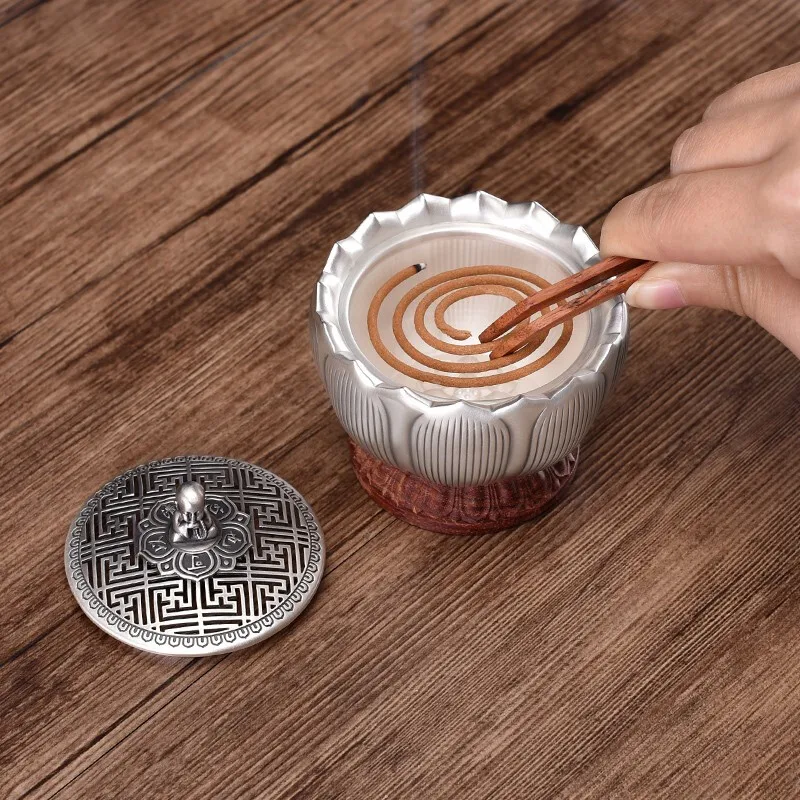 

Изысканно резные полые курильница, ручная работа, серебро 999 украшения Бытовая курильница 139 г