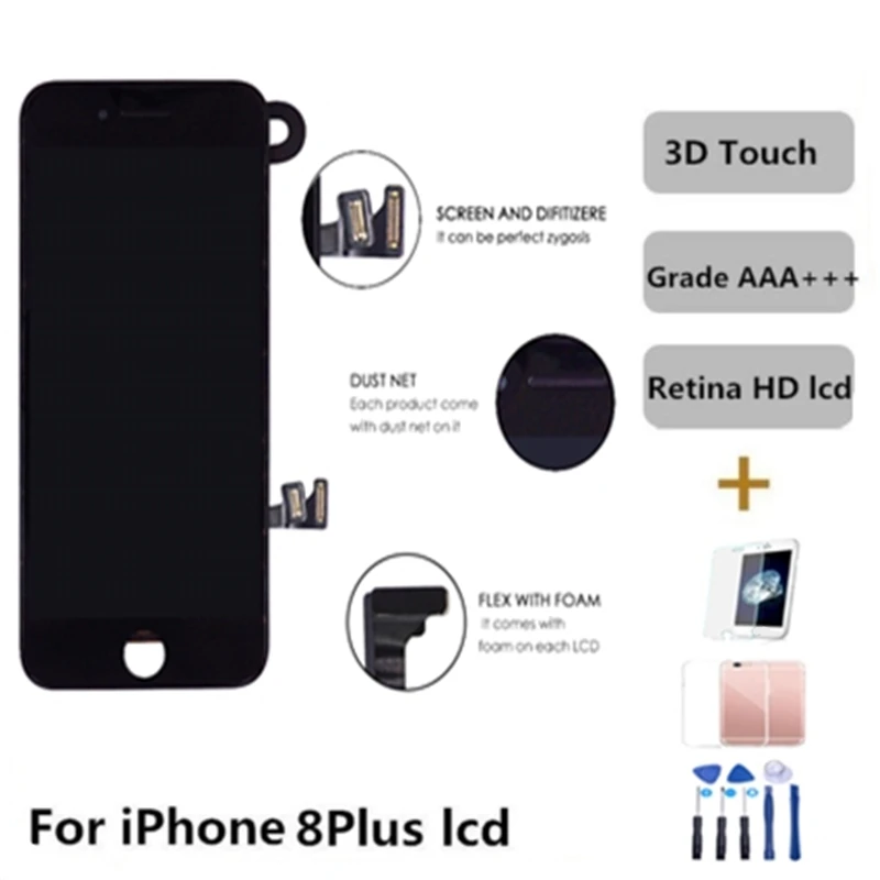Высокое качество ЖК-дисплей для iphone 8 Plus дисплей 3D сенсорный экран дигитайзер