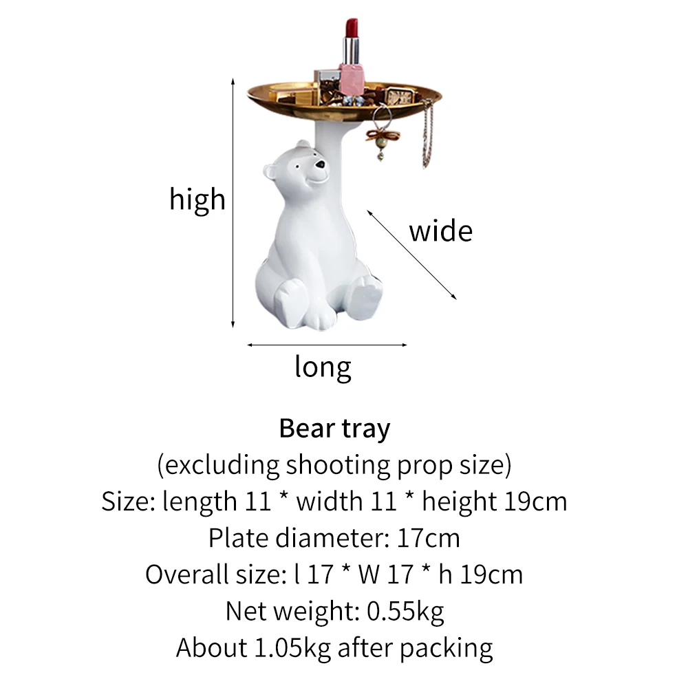 

Creative White Bear Statue Storage Tray Nordic Home Decor Living Room Table Decoration Snacks Storage Tray Decoration Crafts