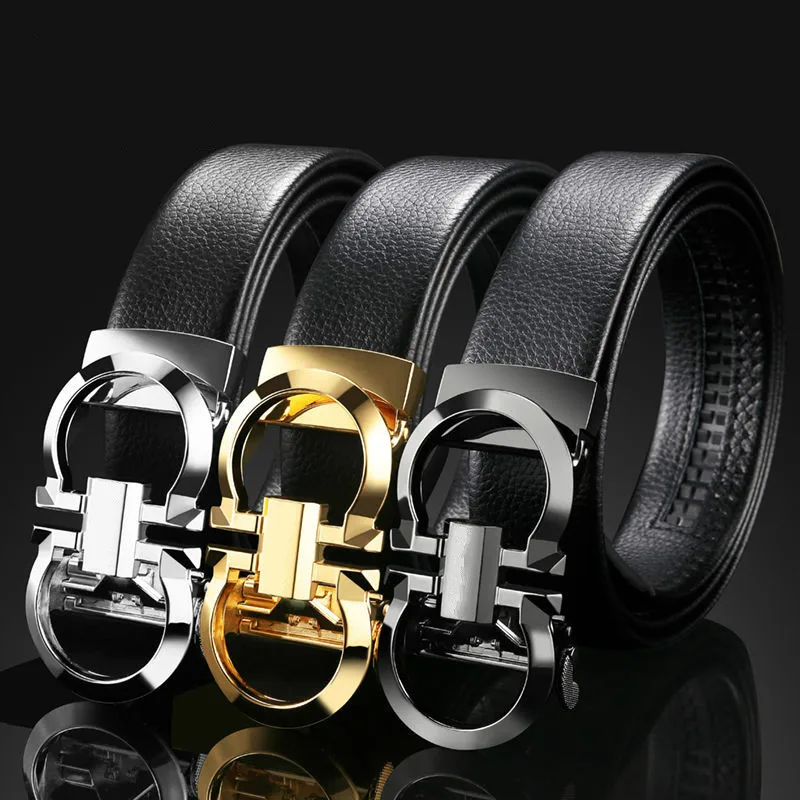 

Famous Brand Belt 3.5cm Width New Male Designer Metal Automatic Buckle Cowhide Leather men belt Luxury belts for men Strap