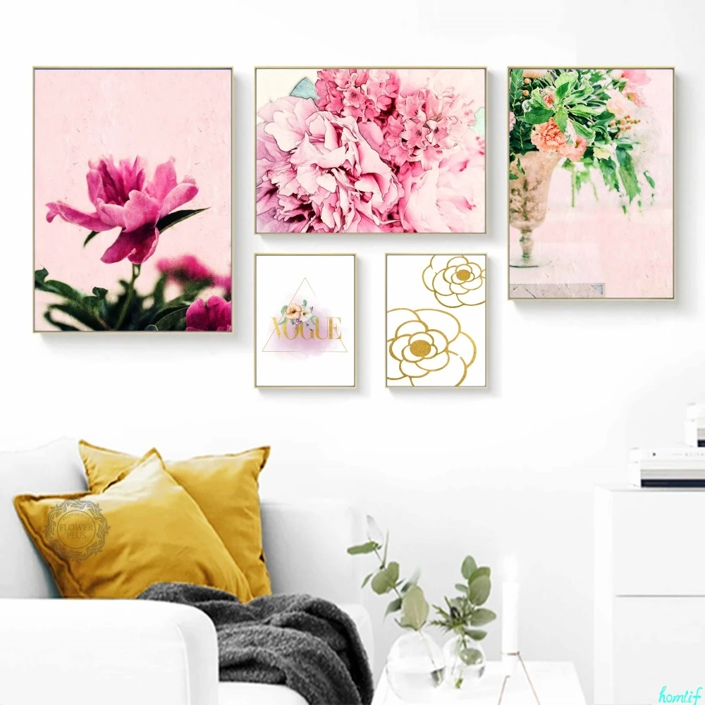 Алмазная вышивка розовый цветок зеленое растение Арт холст мозаика