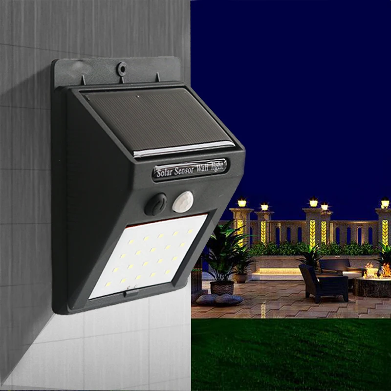 20 светодиодный настенный светильник с ИК датчиком движения на солнечной энергии