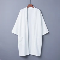fashion summer plain color coat japanese kimono cardigan kimono mujer haori for woman man loose length thin white outer garment