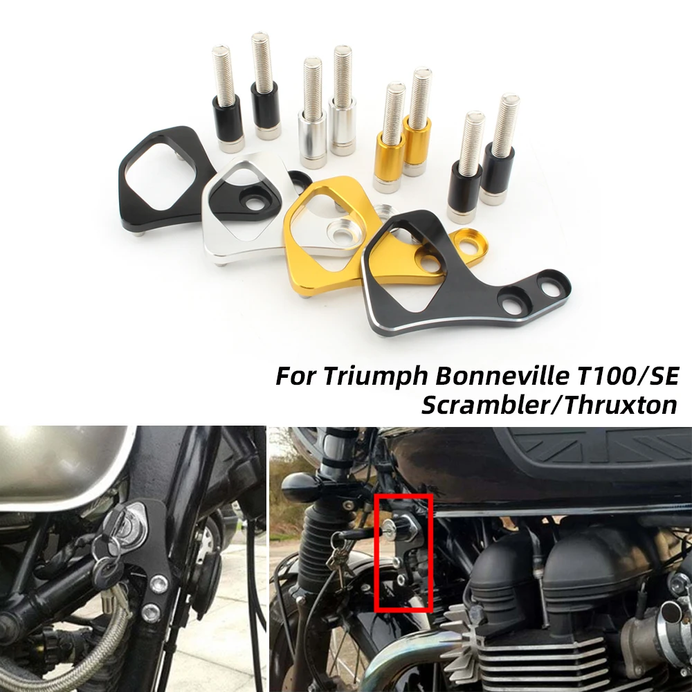 

REALZION Motorcycle Ignition Key Right Relocation Bracket fit For Triumph Bonneville T100 SE Scrambler Thruxton 2001 - 2015 2014