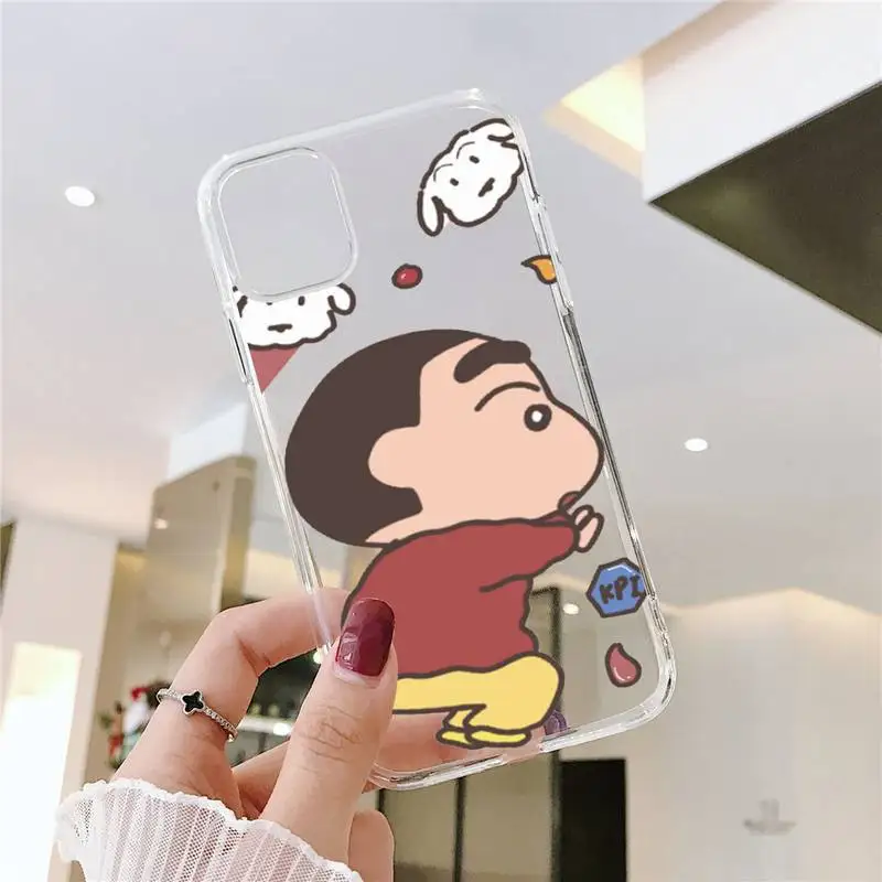

Anime Cartoon shin-chan cute Phone Case Transparent for iPhone 6 7 8 11 12 s mini pro X XS XR MAX Plus SE cover funda coque