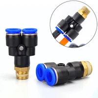 px pneumatic connector y type three way 4mm 12mm outer diameter hose m5 18 14 38 12 bsp male thread 3 way air connector