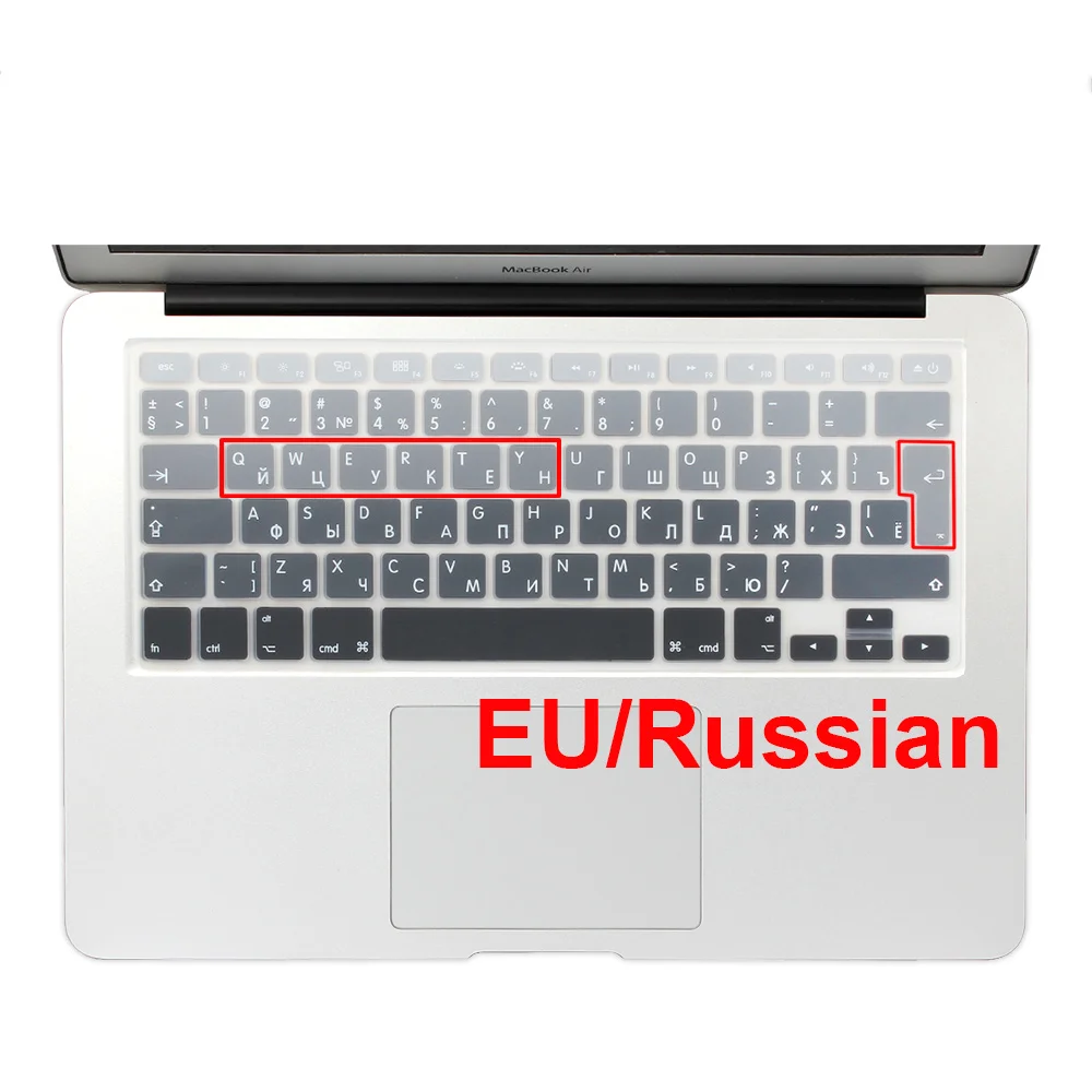 ЕС/Великобритания раскладка градиентные цвета Испания Россия крышка клавиатуры силиконовый стикер кожи для MacBook Pro 1" 15" retina Mac Air 13 A1466 - Цвет: RU Grey
