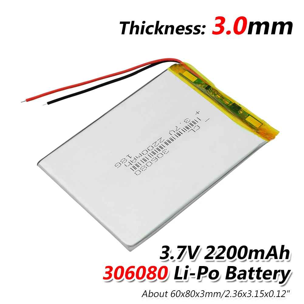 

3/4/8 PCS 306080 3.7v 2200mAh li-ion Lipo cells Lithium Li-Po Polymer Rechargeable Battery For Mobile Bluetooth speaker Car DVR