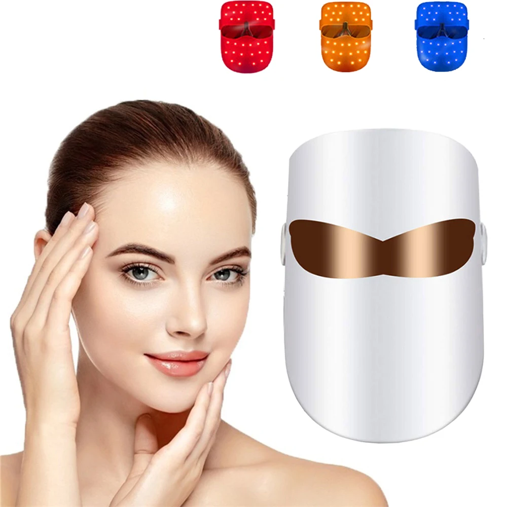 

BJI 3 Colors LED Facial Mask Photon Therapy Skin Rejuvenation Anti Aging Shrink Pores Spa Homeuse Beauty Skin Care Tools