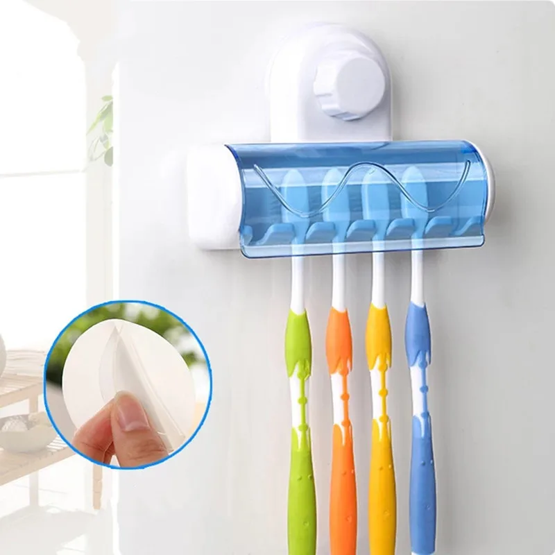 

Wall mounted tooth brush holder case with 5 Hooks bathroom Toothbrush Brush Organization Storage rack Stand