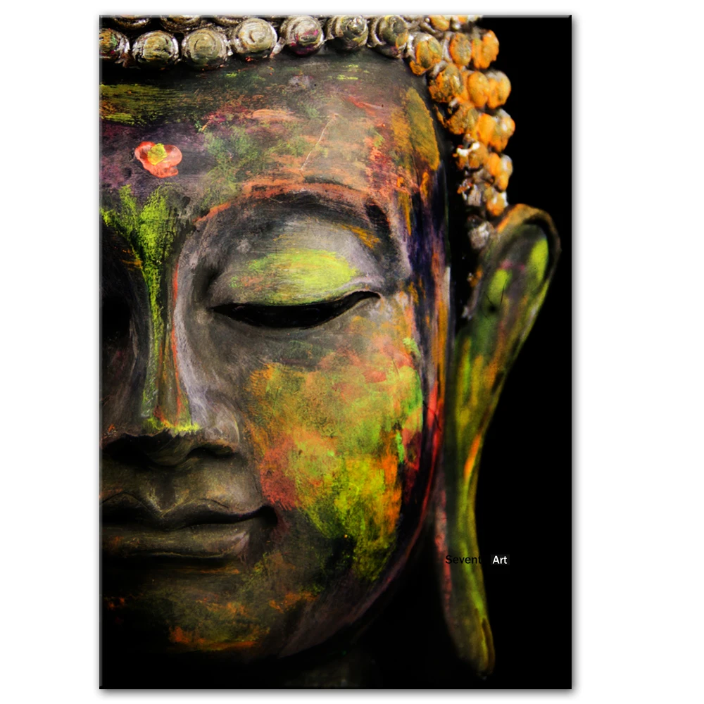 

Vivid Large Buddha Face Painting Wall Art Canvas Prints Modern Buddhism Canvas Art for Living Room Wall Art Home Canvas Pictures