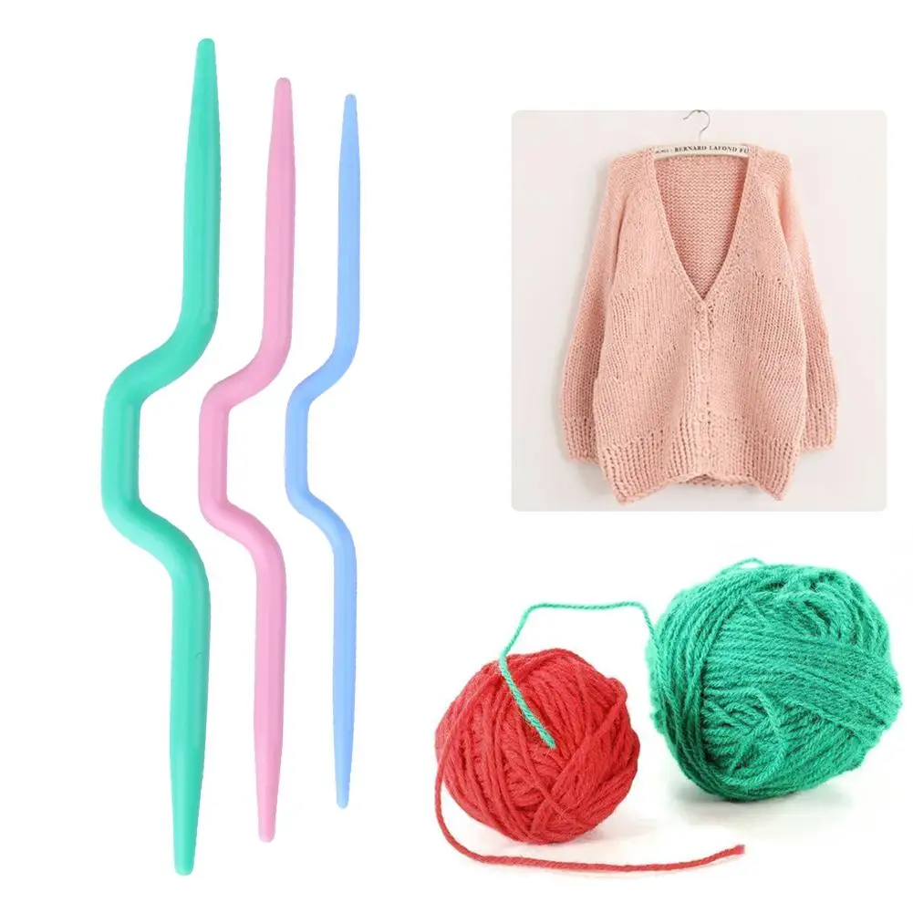

3pcs/set Plastic Twist Curved Needles Scarf Sweater Knitting DIY Handmade Weaving Tool Sewing Accessories DIY Weaving Tool Craft
