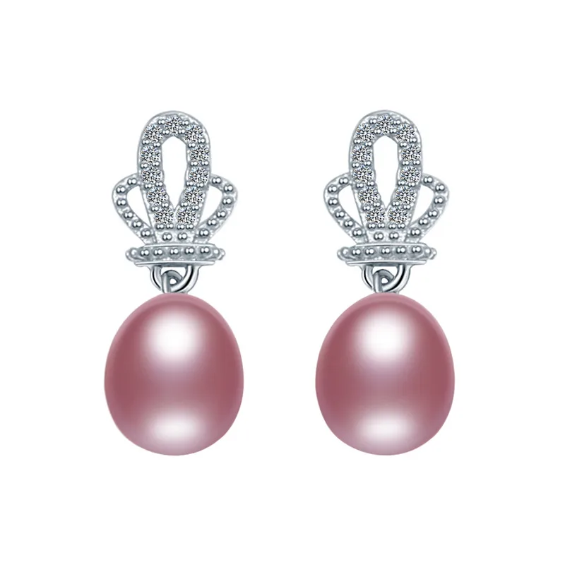 Dainashi 925 Sterling Silver Zircon Crown Fashion Drop Earrings 100% Genuine Natural Freshwater Pearl for Women | Украшения и