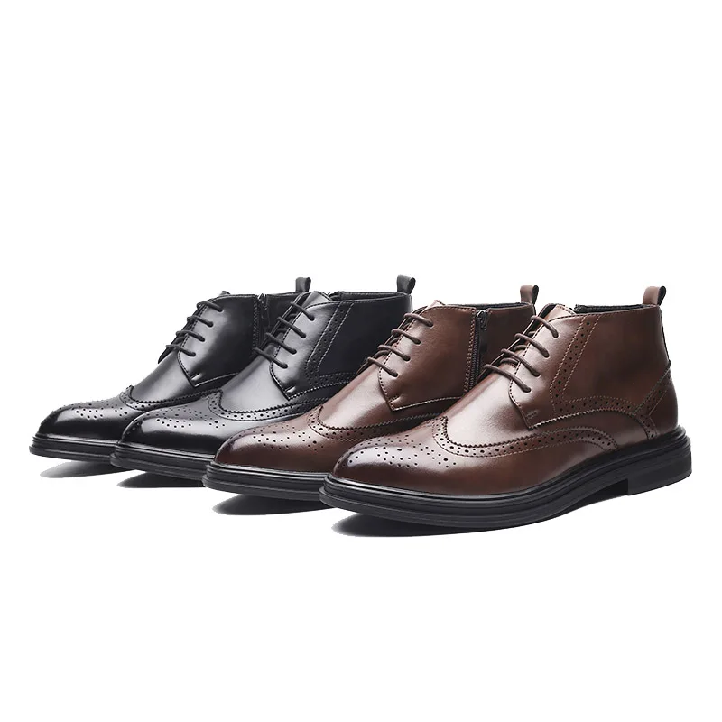 Мужские деловые ботинки оксфорды на шнуровке молнии с закрытым носком