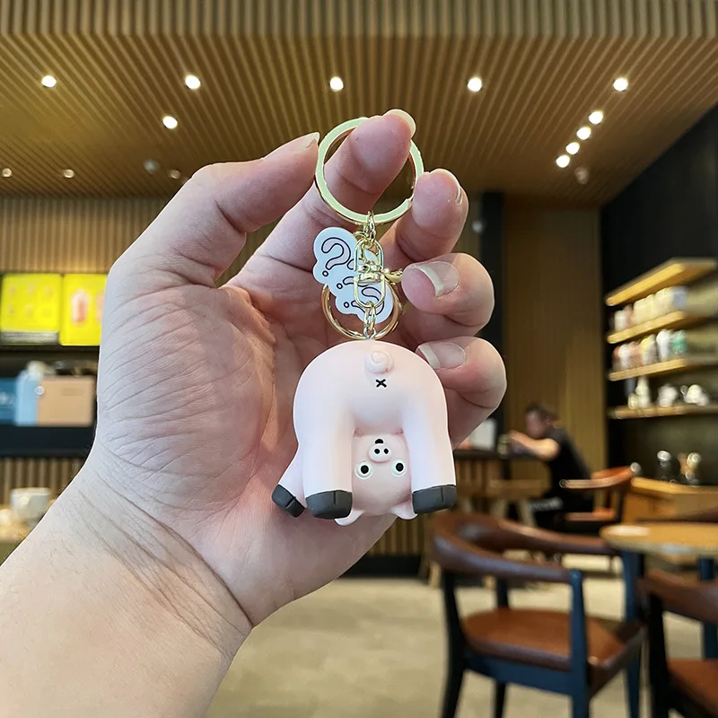 

New Cartoon Keychain Animal Arse Dog Pig Pvc Funny Toy Rabbit Cat Key Chains Car Pendant Key Ring Birthday Gifts For Children